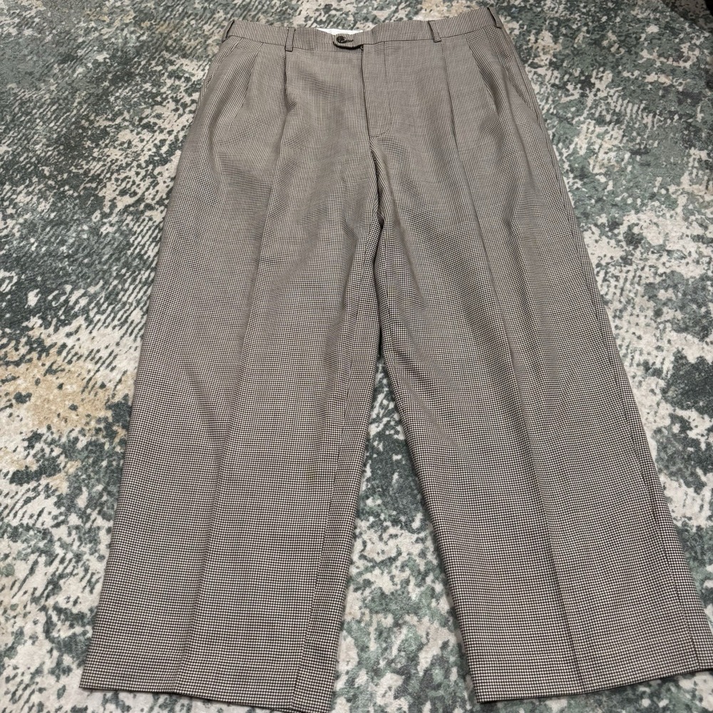 Zanella Austin pants Houndstooth Double Pleat 34X26 Wool